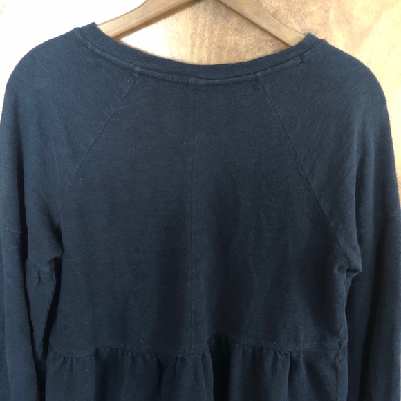 Anthropologie Pilcro Knit Long Sleeve Babydoll Top Black Oversized Puff Sleeve - Picture 5 of 14